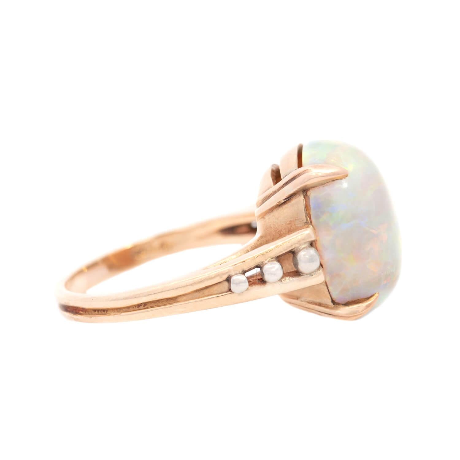 F & F FELGER Inc. Art Nouveau 14k Mixed Metal Opal Ring