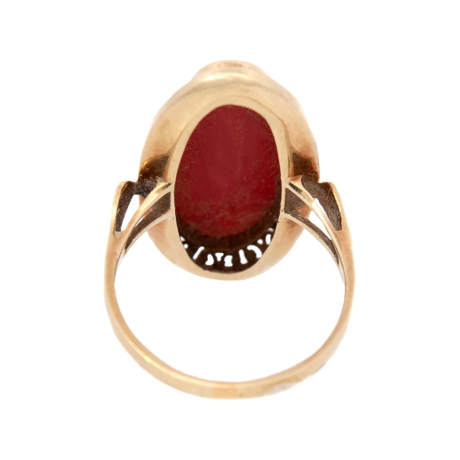 BIRKS Late Victorian 14k Oxblood Coral Ring