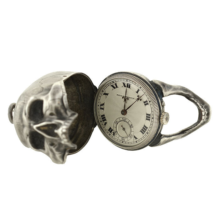 Paul Ditisheim Silver Montre Hamlet Large Skull Pocket Watch by A. Brandt Son