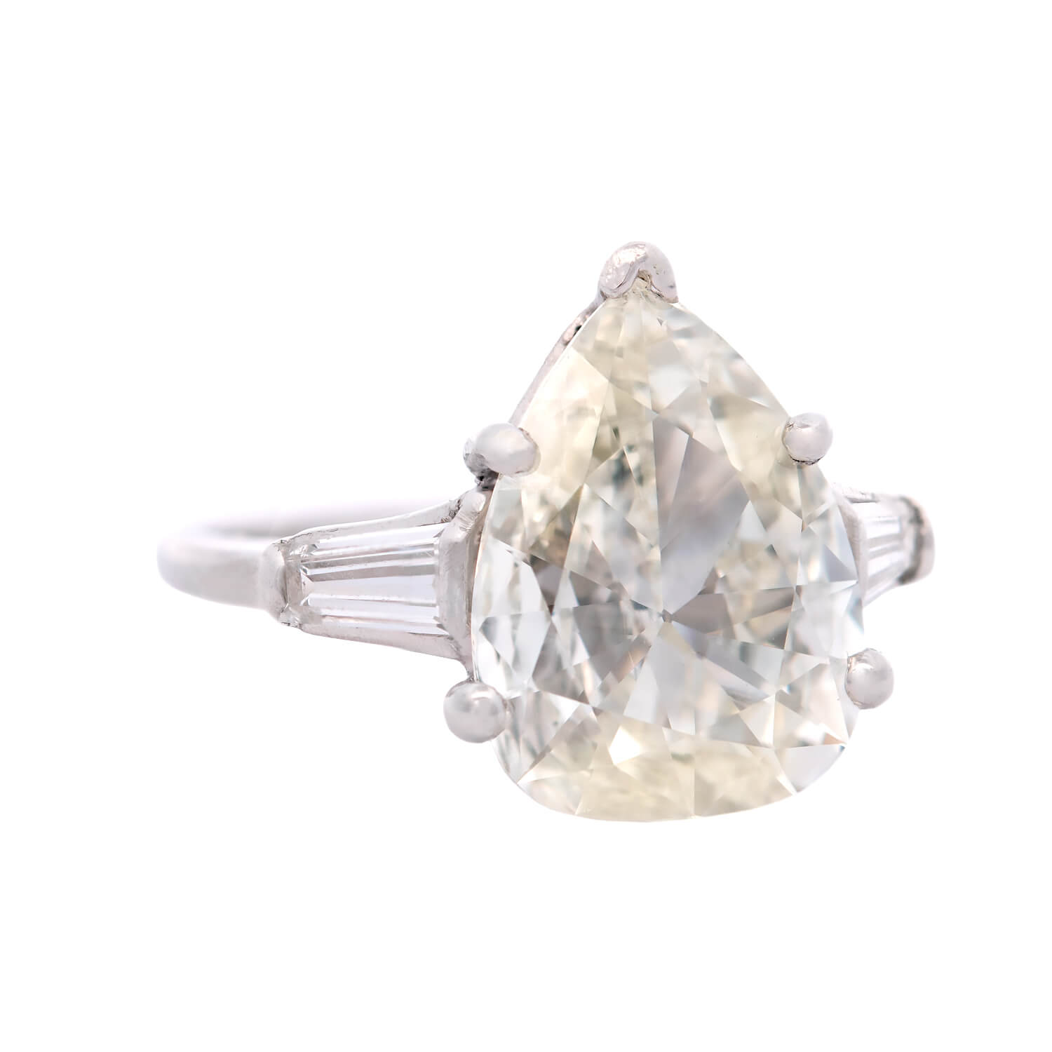 Retro Platinum Pear Cut Diamond Engagement Ring 2.45ct