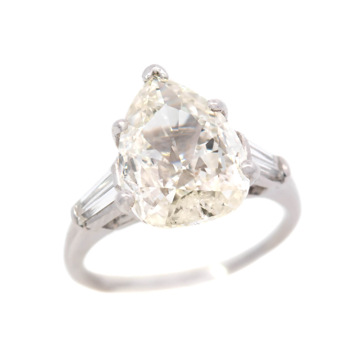 Retro Platinum Pear Cut Diamond Engagement Ring 2.45ct