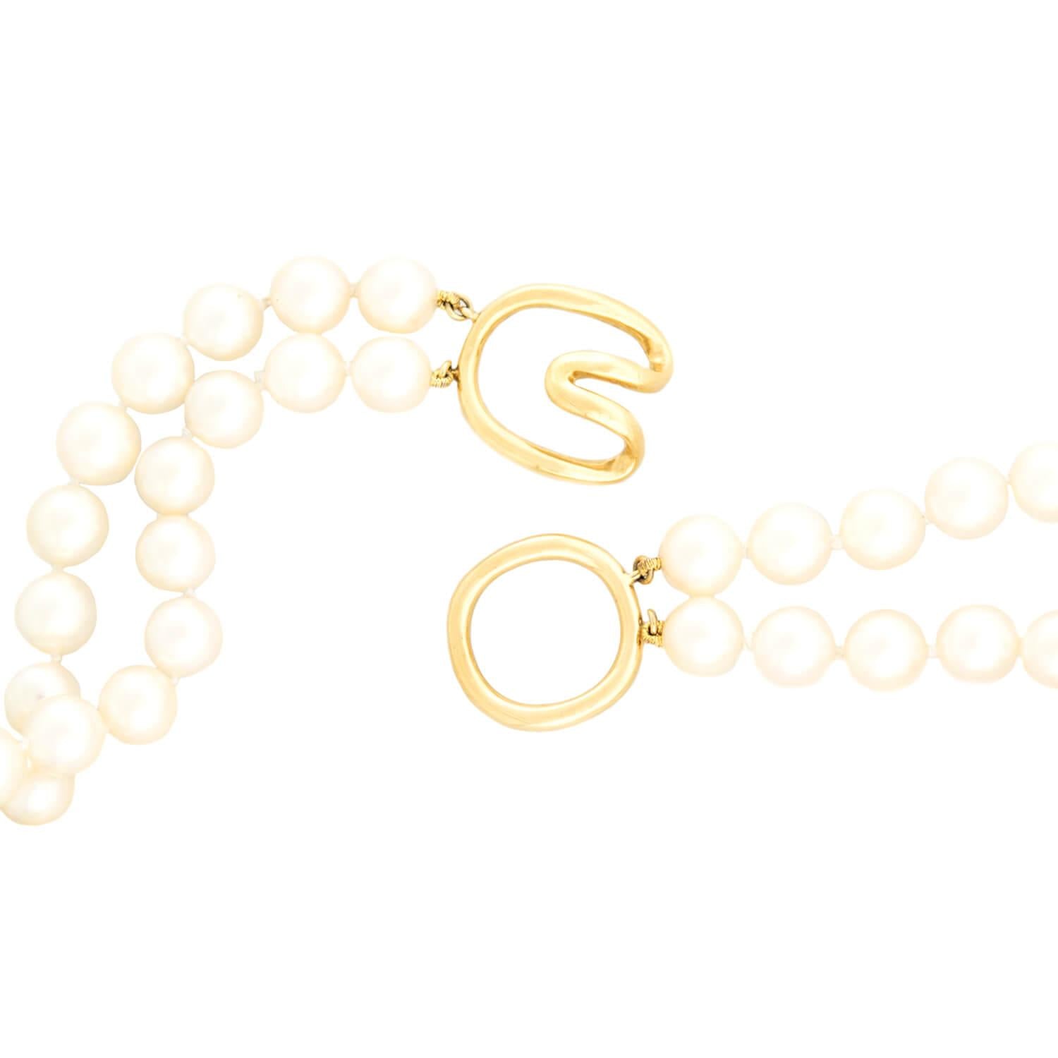 TIFFANY & CO. Estate 18k Pearl Necklace Double Strand