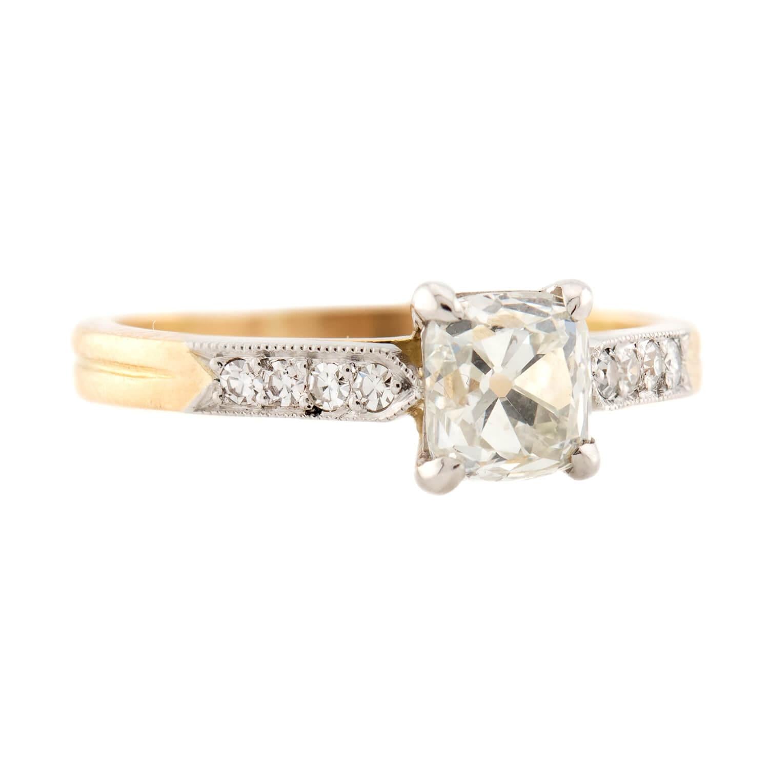 Edwardian 14k/Platinum Diamond Engagement Ring 1ct