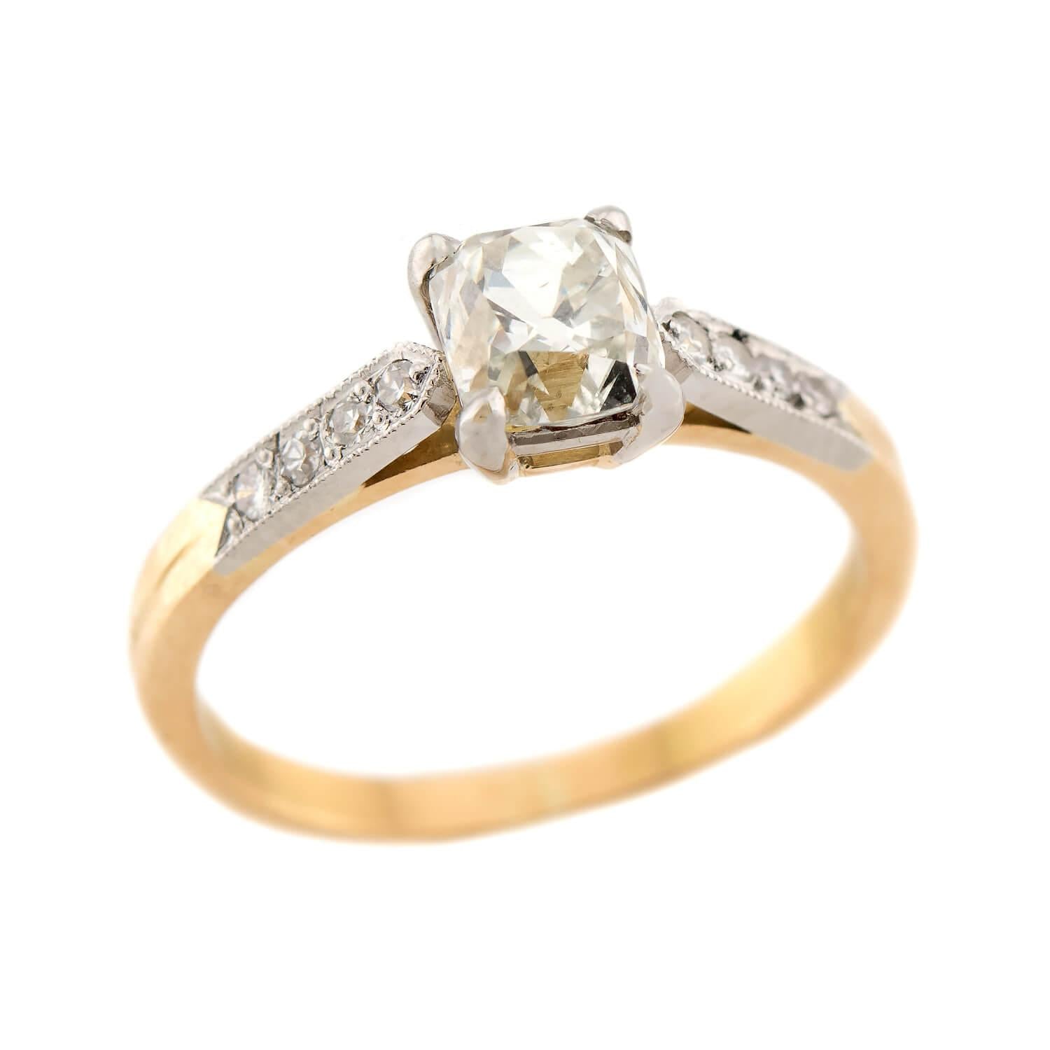 Edwardian 14k/Platinum Diamond Engagement Ring 1ct