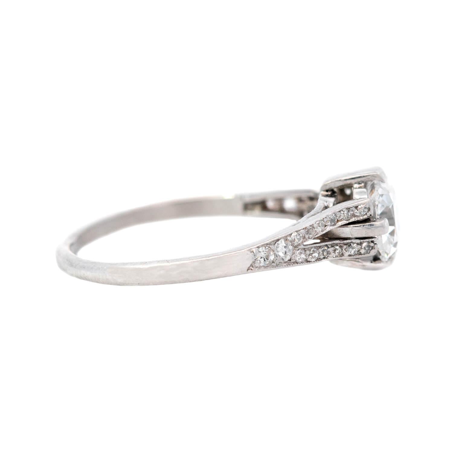 Art Deco Platinum GIA Diamond Engagement Ring 1.13ct