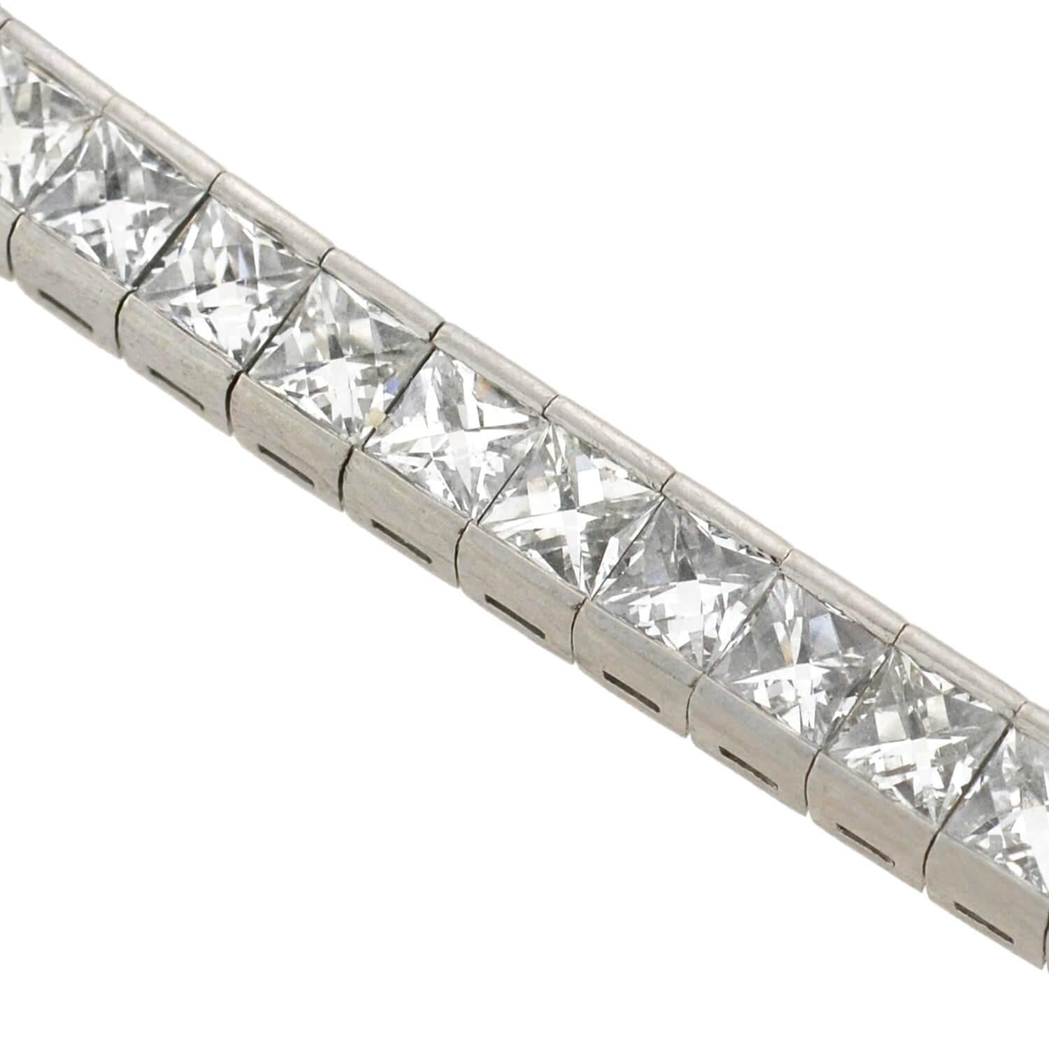 Estate Platinum French Cut Diamond Line Bracelet 11.60ctw