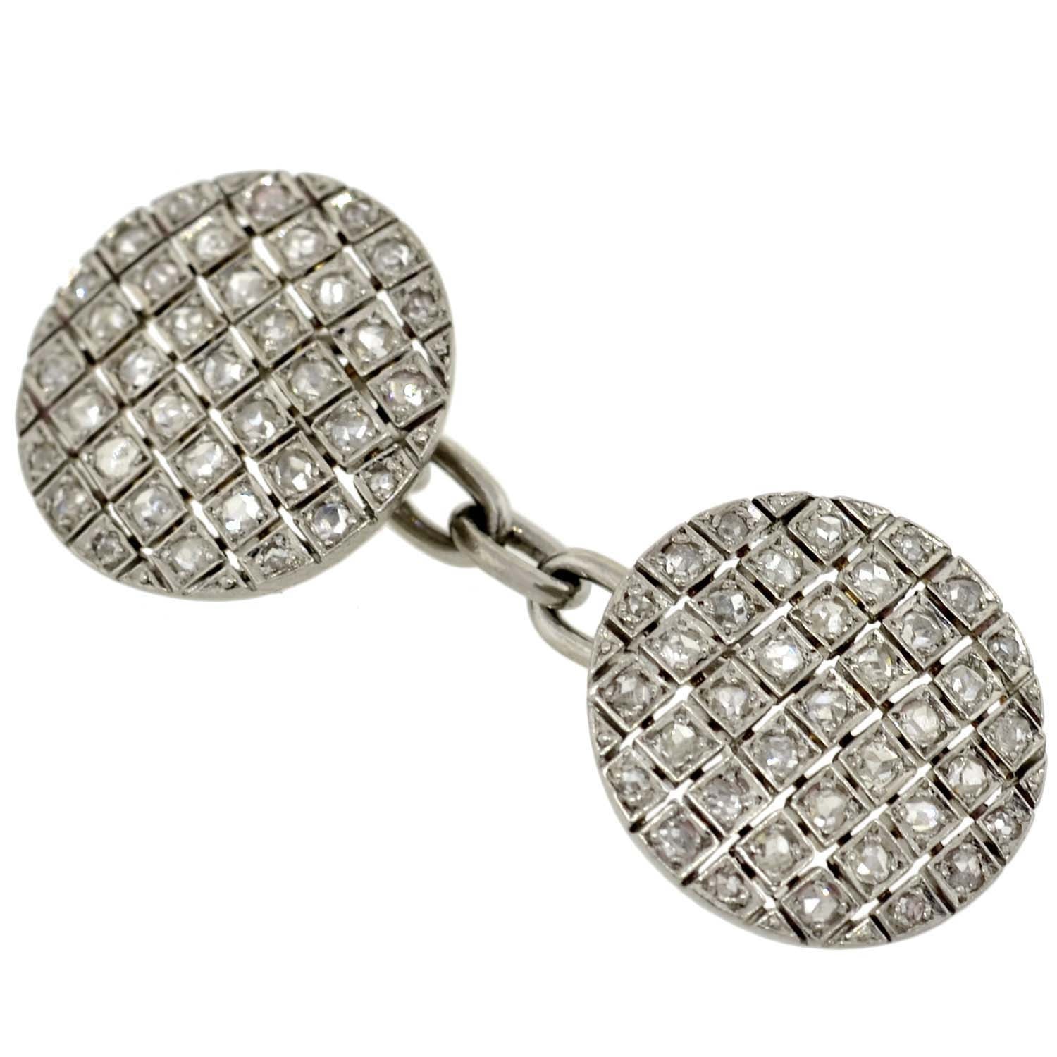 Edwardian Platinum & Rose Cut Diamond Cufflinks