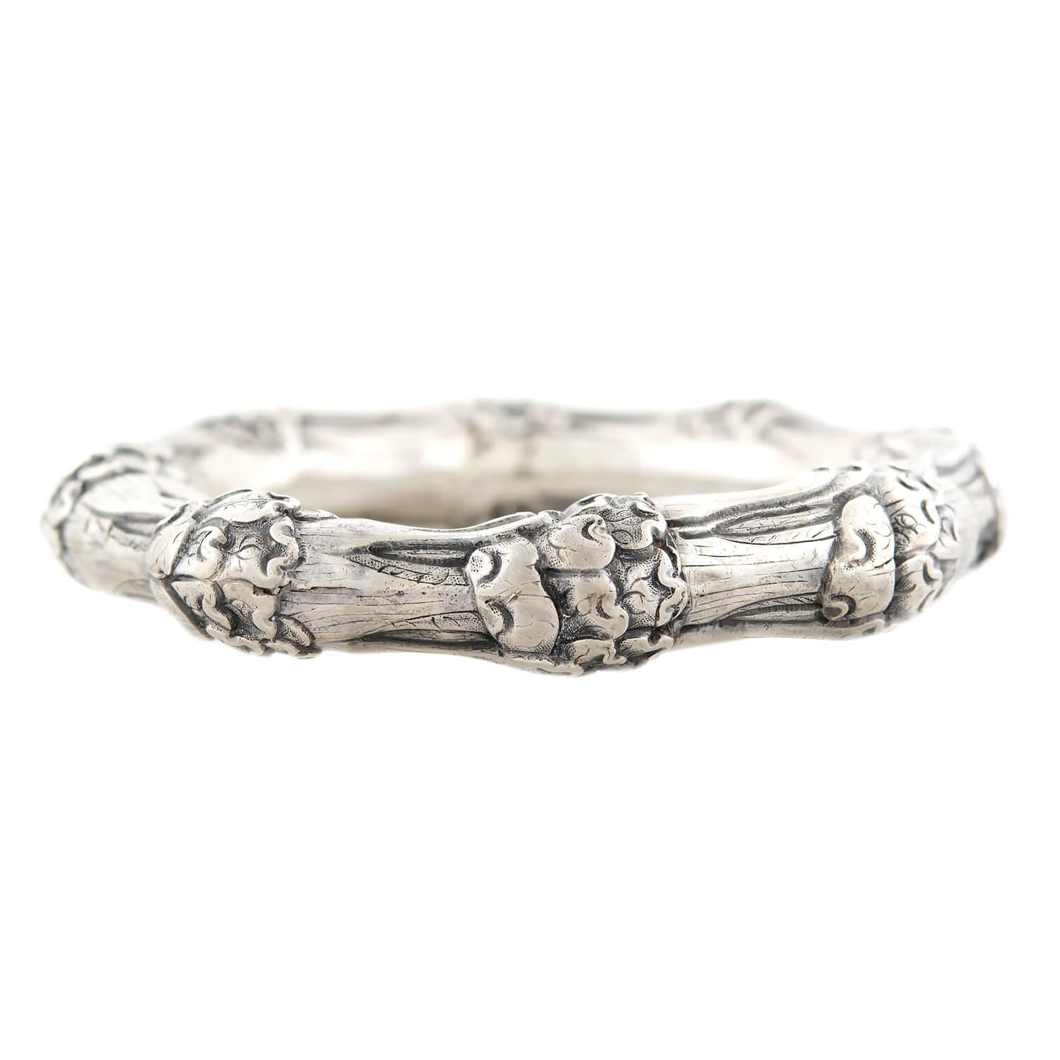 Victorian Sterling Silver Repousse Bangle