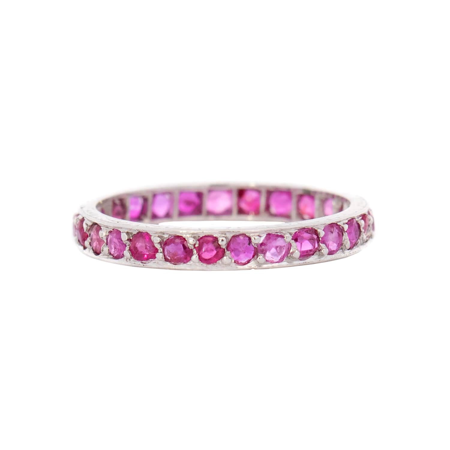 Edwardian Platinum Ruby Eternity Band