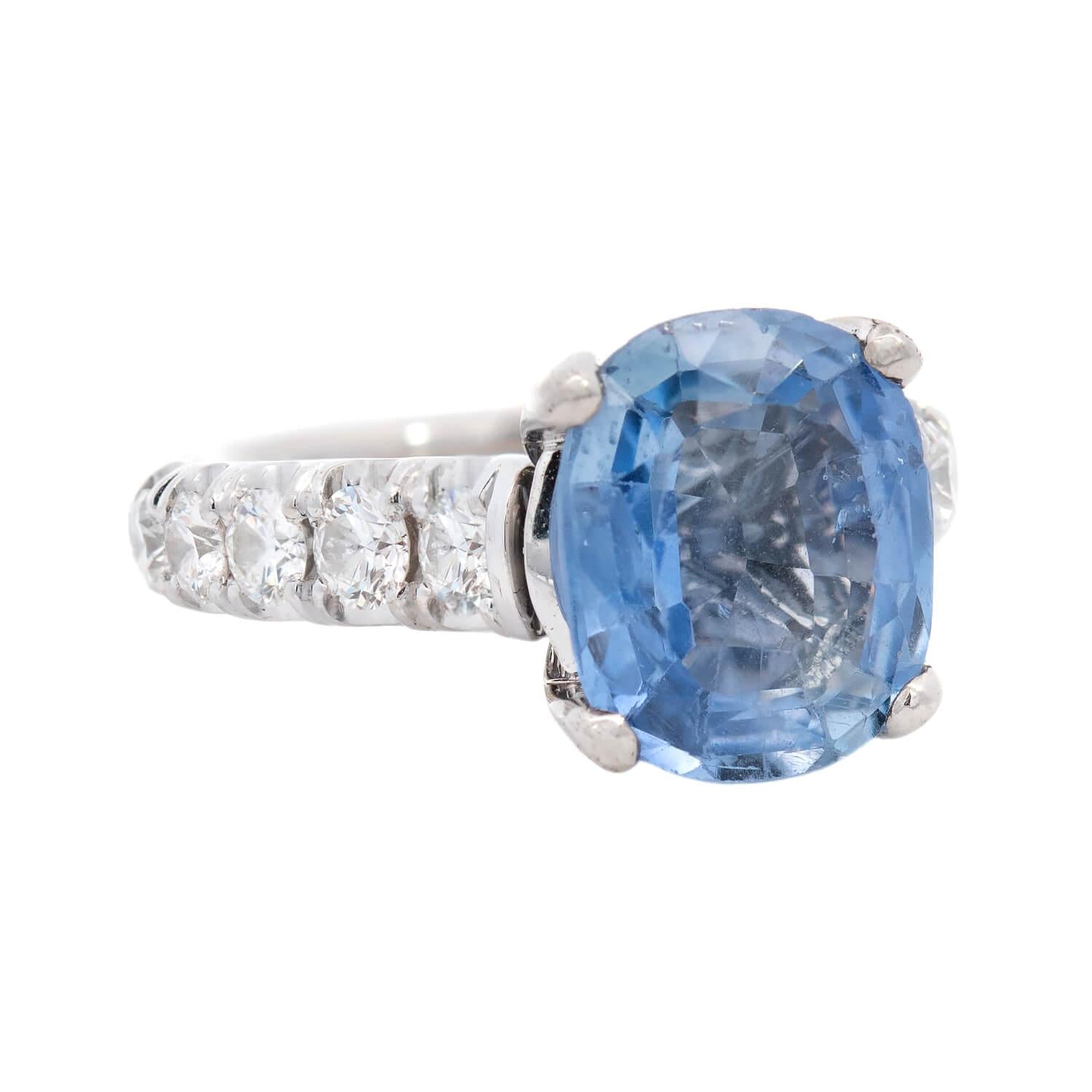 MICHAEL M Estate 18k GIA Sapphire and Diamond Ring 3.67ct