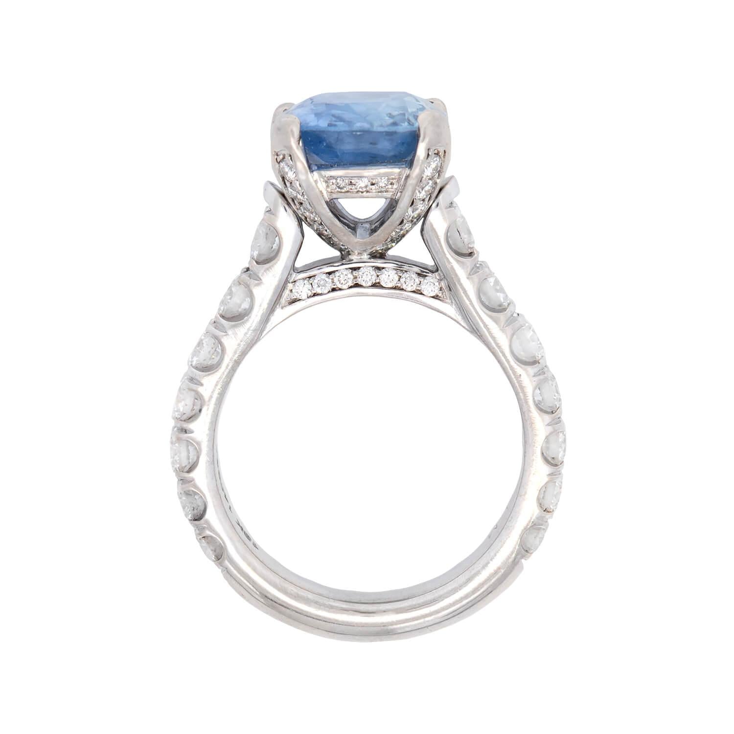 MICHAEL M Estate 18k GIA Sapphire and Diamond Ring 3.67ct