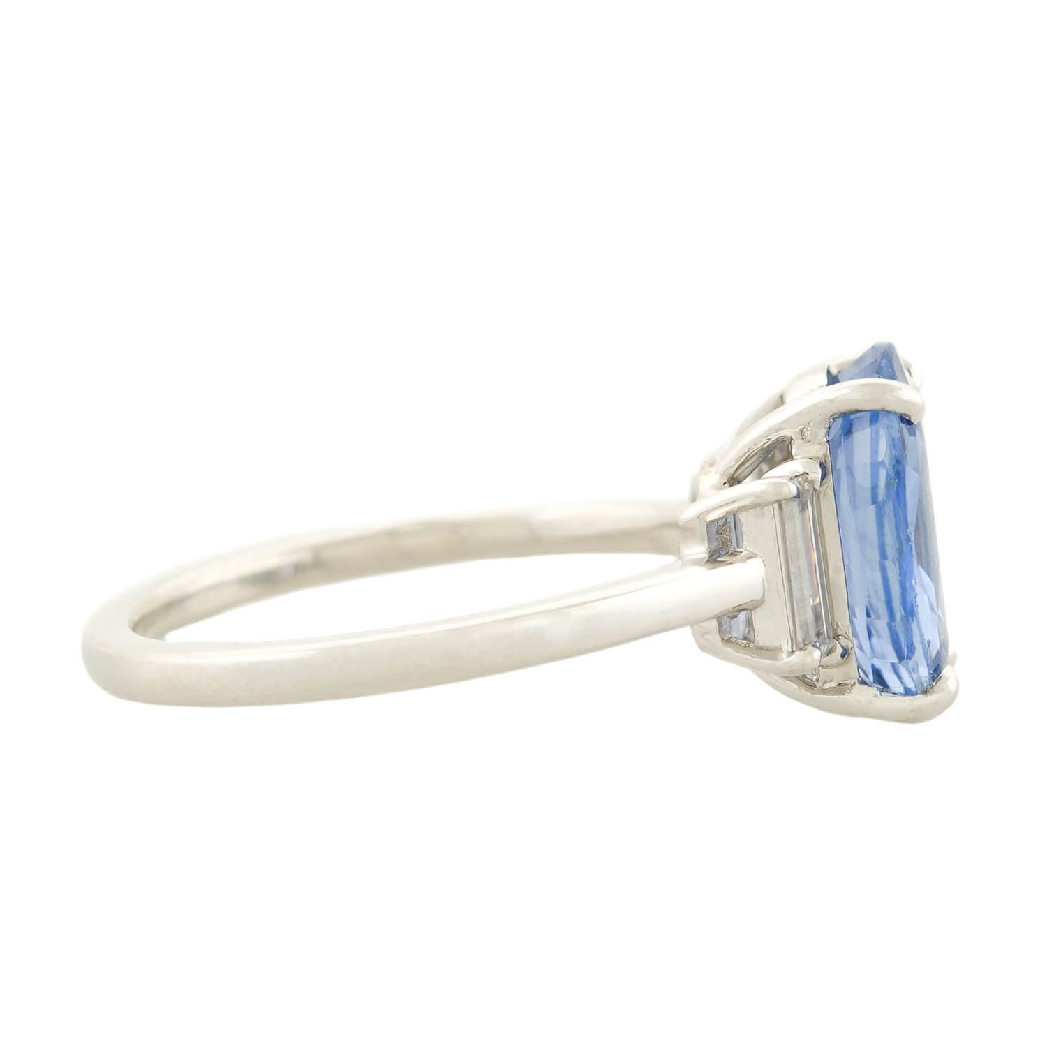 Art Deco Plat/Diamond & Ceylon No Heat Sapphire Ring 3.70ct