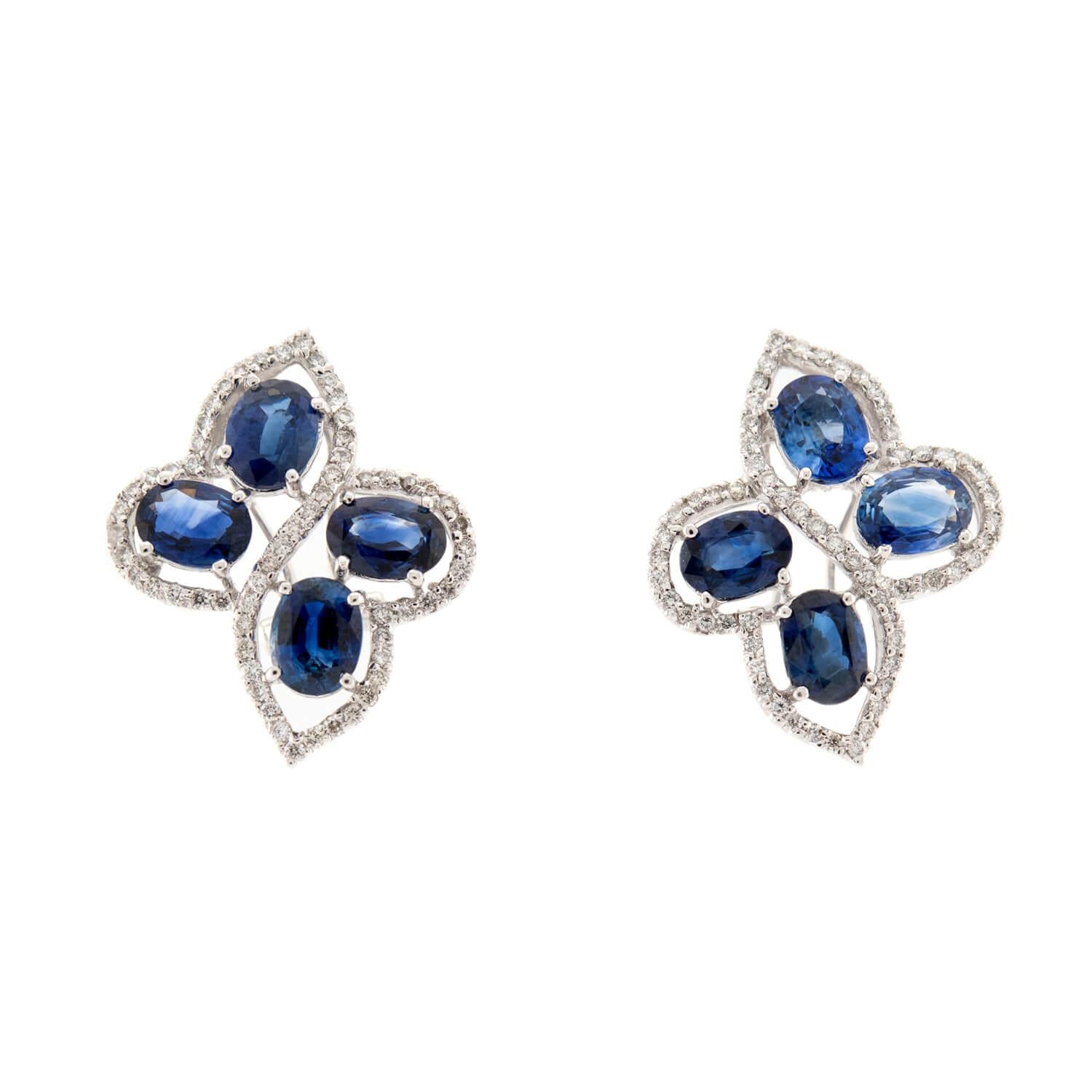 Estate 14k Sapphire and Diamond Butterfly Earrings