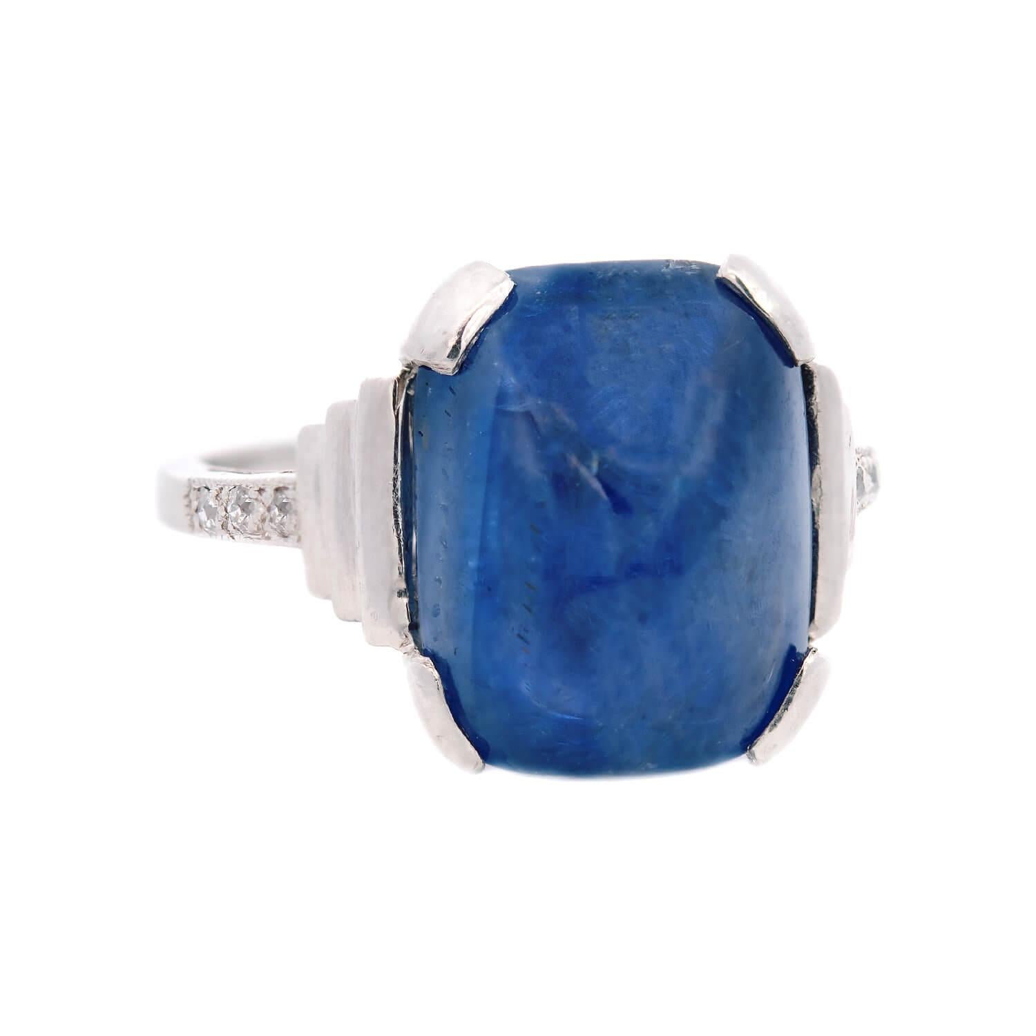 Art Deco Platinum Sapphire Sugarloaf Engagement Ring 9.25ctw
