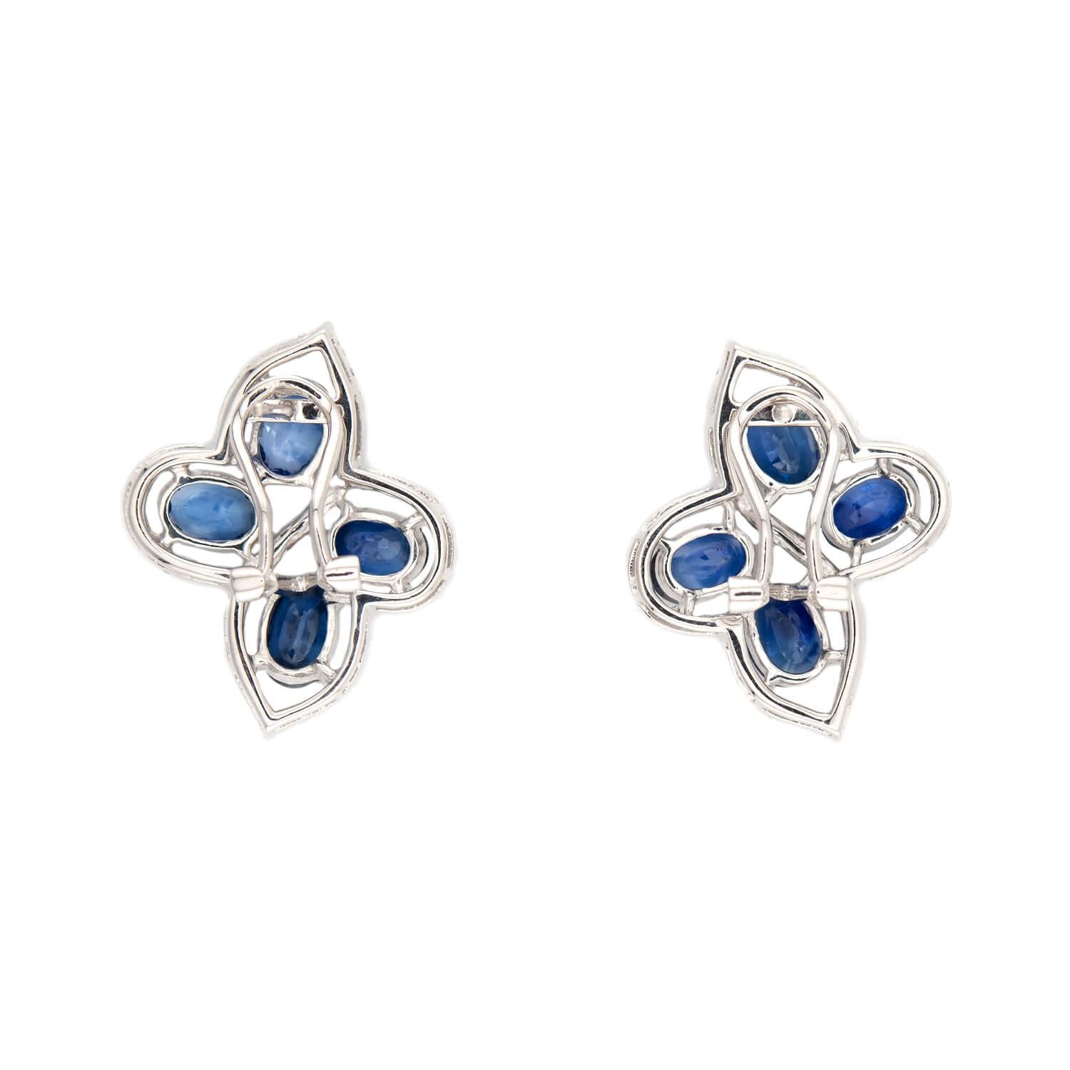 Estate 14k Sapphire and Diamond Butterfly Earrings