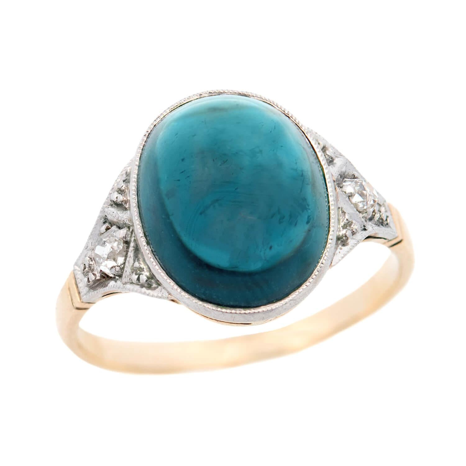 Edwardian 18k/Platinum Australian Sapphire/Diamond Engagement Ring 3.50ct