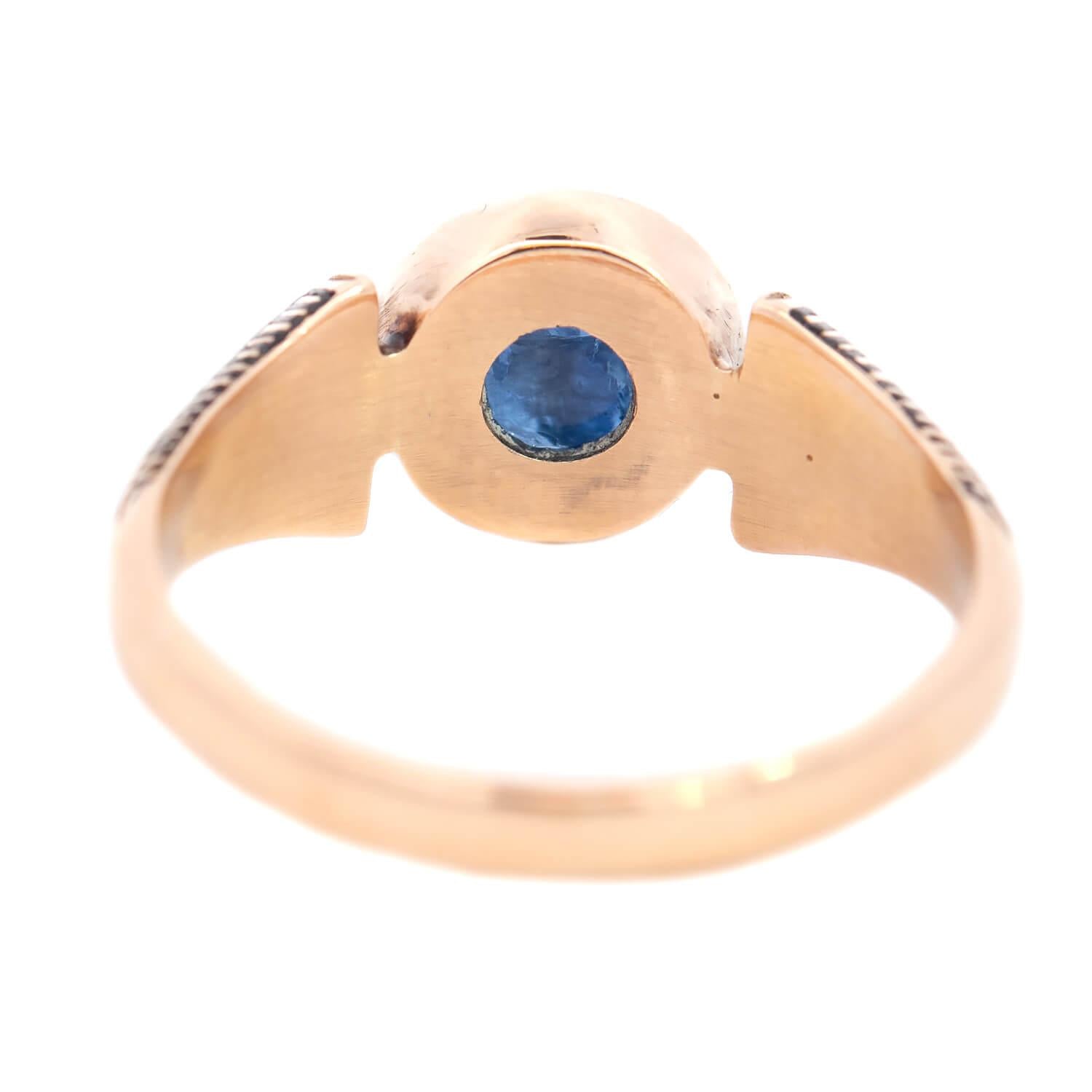 Victorian 15k & Enamel Sapphire Ring