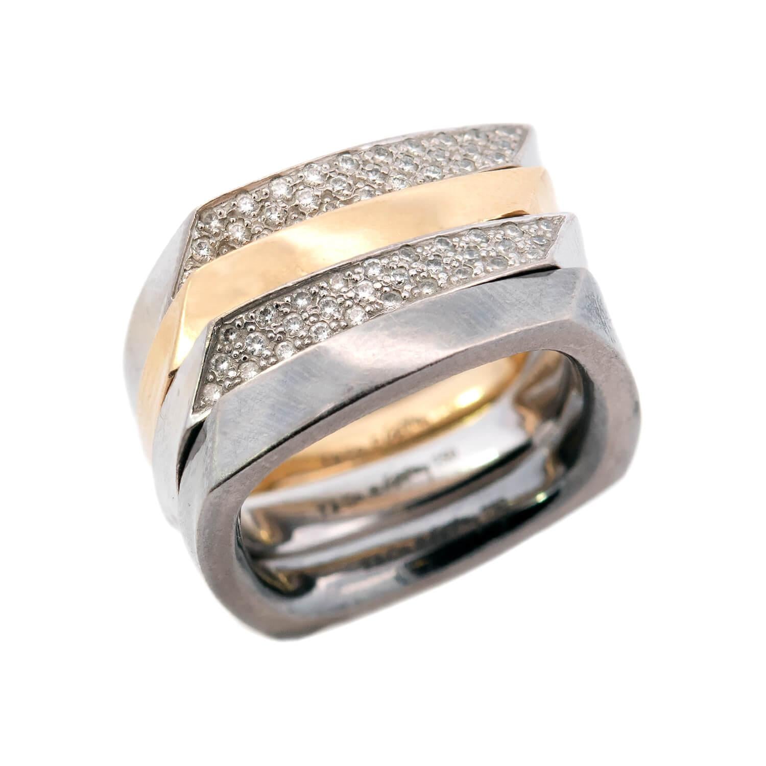 TIFFANY & CO. FRANK GEHRY Estate Torque Square Ring Set