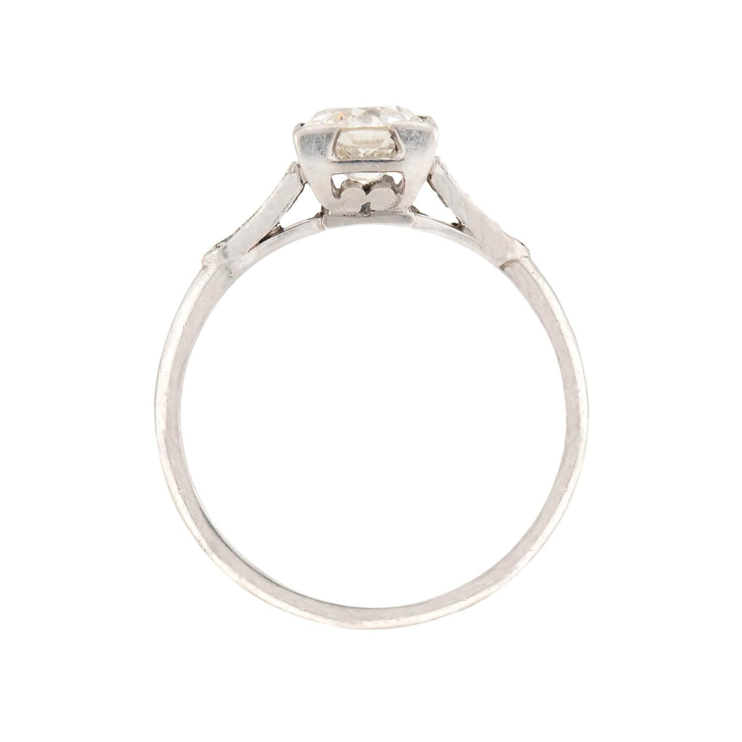 Art Deco Platinum Diamond Engagement Ring .86ct