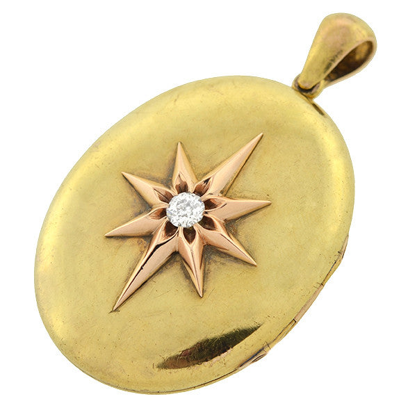 Victorian 15kt Diamond Starburst Locket 0.40ct