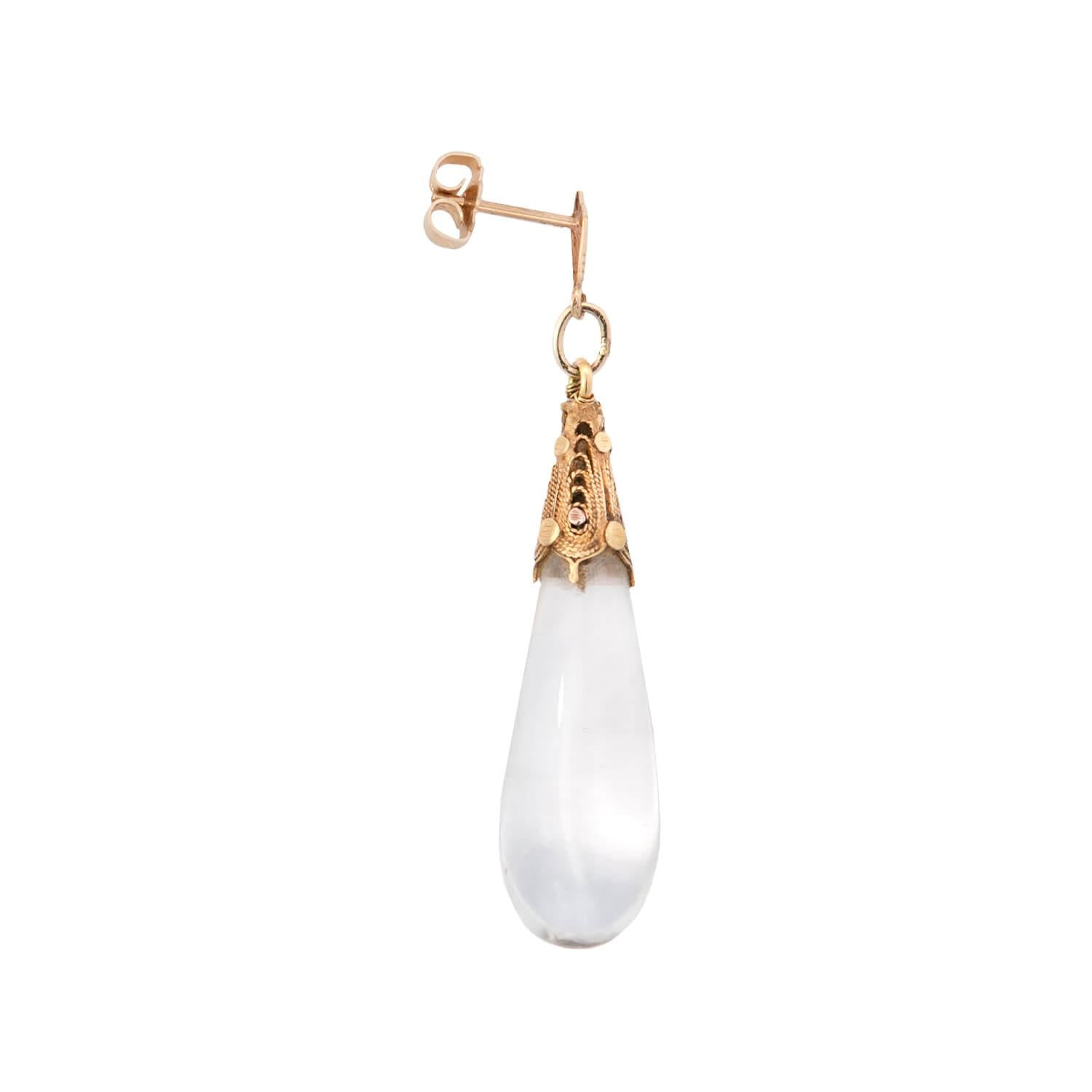 Victorian 14k Rock Quartz Crystal Drop Earrings