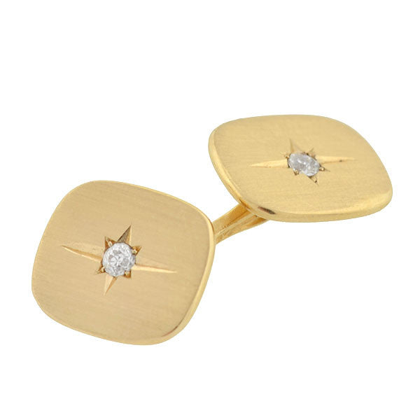 LARTER Late Victorian 14kt Diamond Starburst Cufflinks