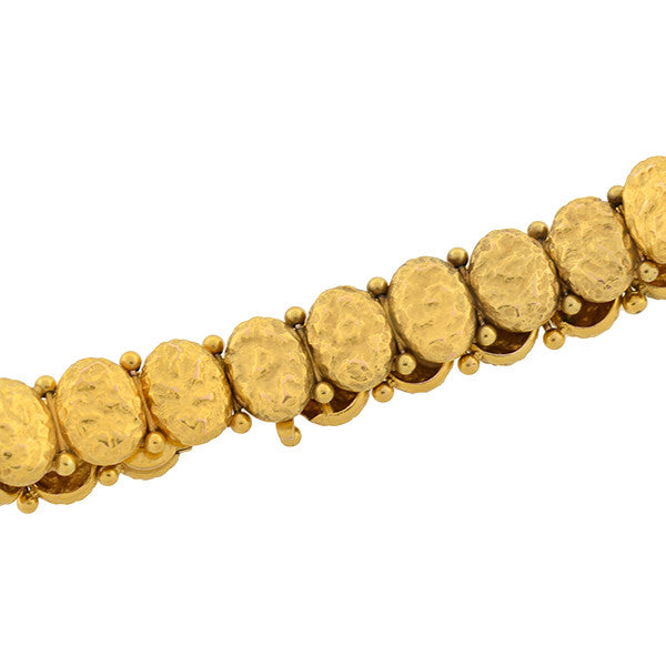 Victorian 14kt Gold Textured Button Bracelet