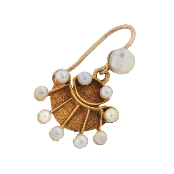 Vintage 14kt Gold Pearl Fan Earrings