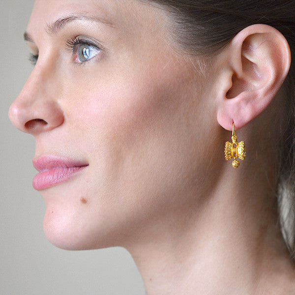 Victorian 15kt Yellow Gold Etruscan Earrings