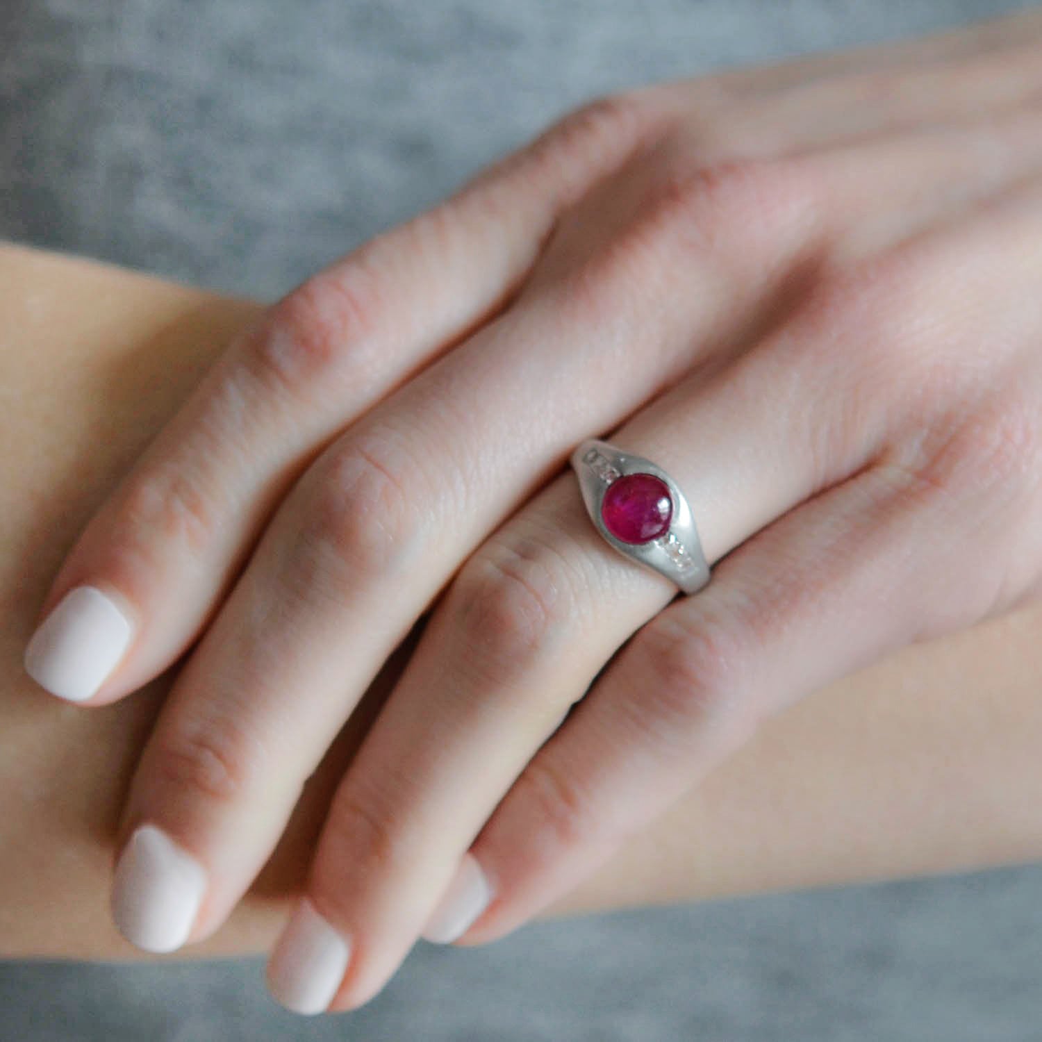 Edwardian Platinum Burmese Ruby + French Cut Diamond Ring 1.50ct center