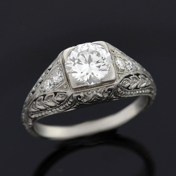 Art Deco Platinum & Diamond Engagement Ring .88ct – A. Brandt + Son