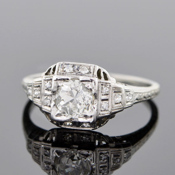 Art Deco 18kt Diamond Engagement Ring 0.80ct