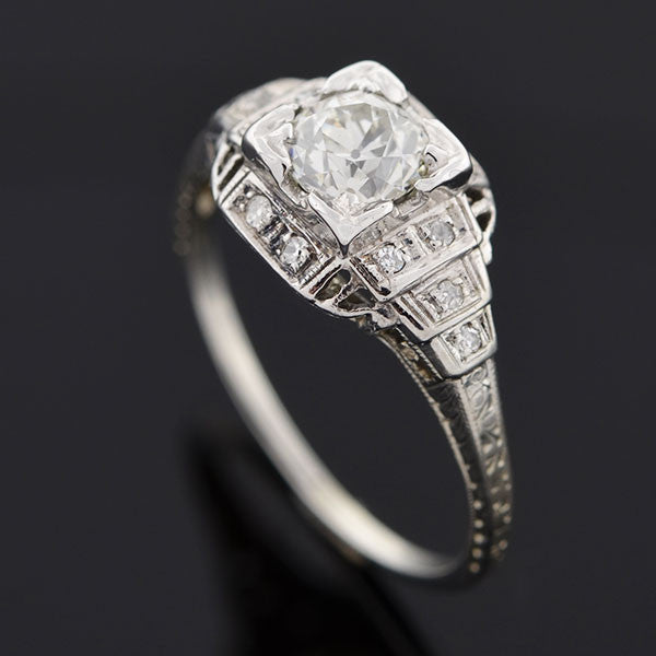 Art Deco 18kt Diamond Engagement Ring 0.80ct