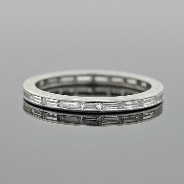 Art Deco Platinum Baguette Diamond Eternity Band