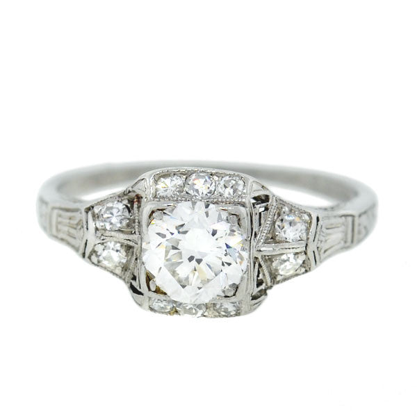 Art Deco Platinum Diamond Engagement Ring 0.59ct