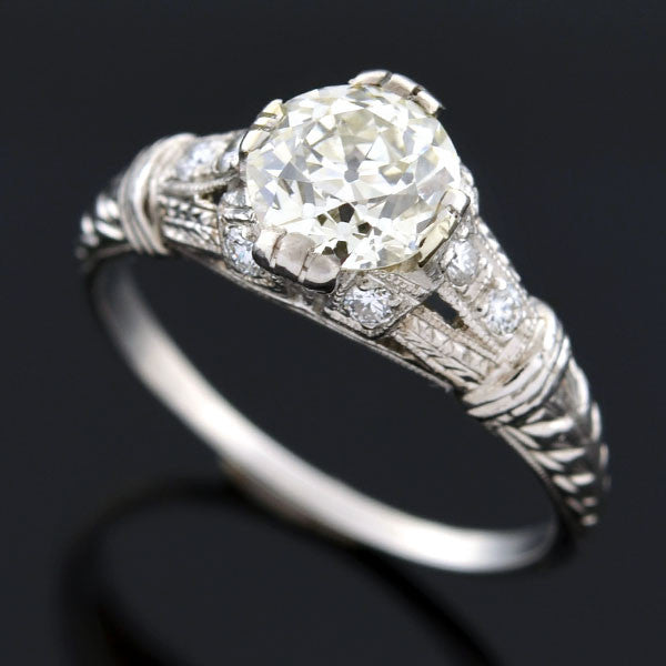 Art Deco Platinum Diamond Engagement Ring 1.16ct