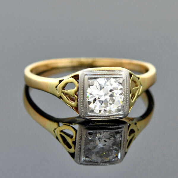 Edwardian 14kt/Platinum Heart Motif Diamond Engagement Ring 0.50ct – A ...