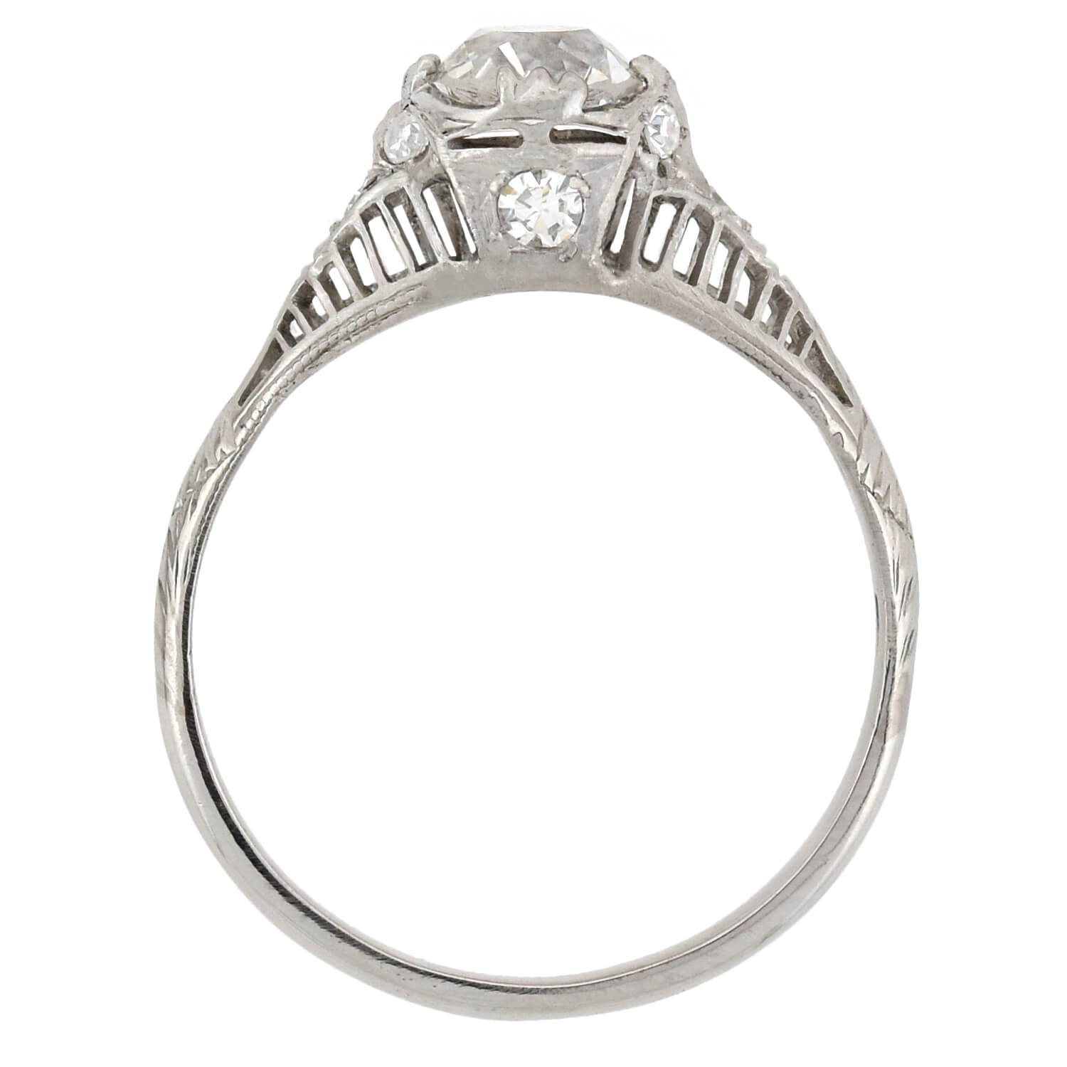 Art Deco Platinum Diamond Engagement Ring 0.82ct