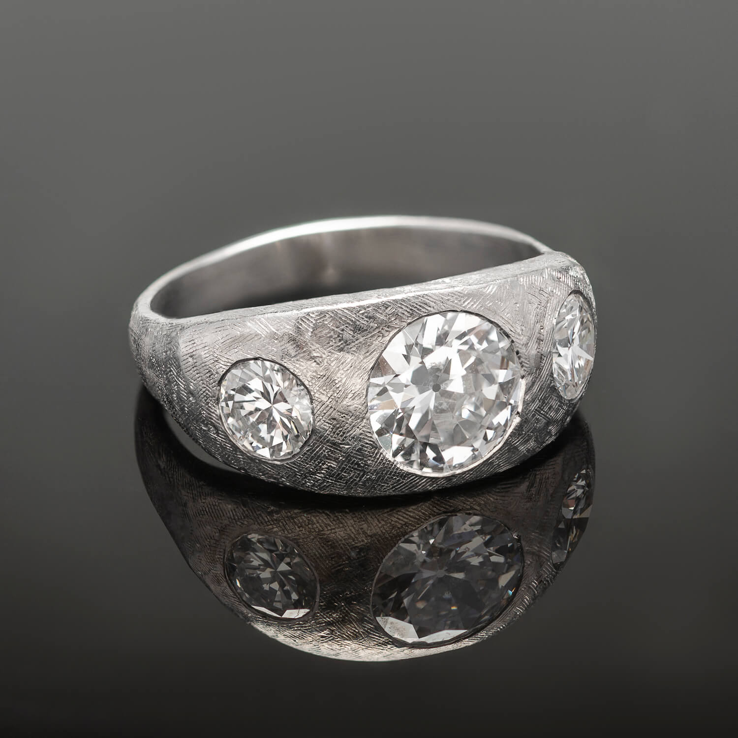 Edwardian Platinum Diamond Gypsy Ring 2.25ctw