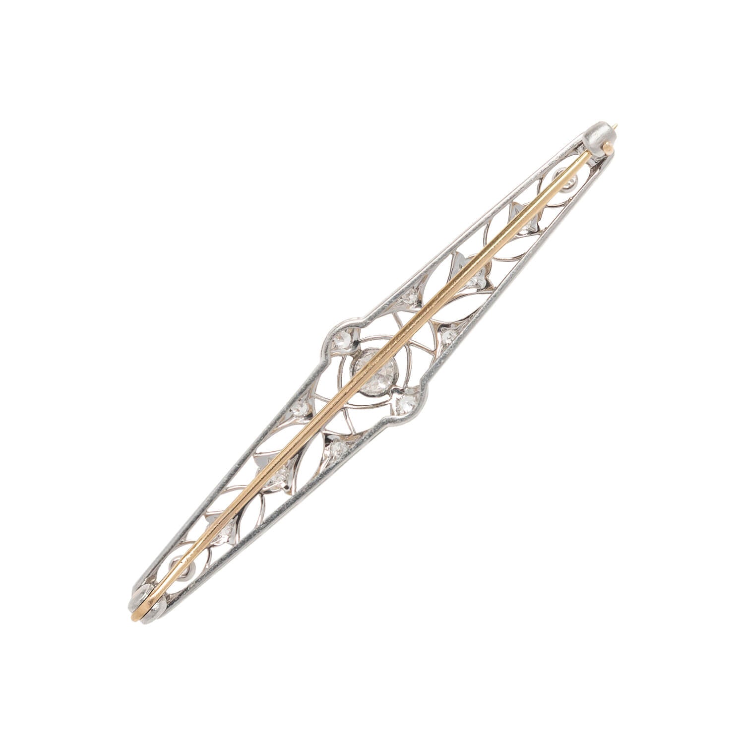 Edwardian 14kt/Platinum + Diamond Pin