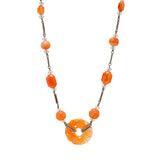 Art Deco Faceted Carnelian + Rock Crystal Graduated Bead Necklace 28.5 by A. Brandt + Son