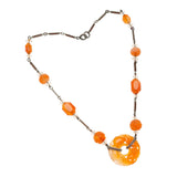 Art Deco Faceted Carnelian + Rock Crystal Graduated Bead Necklace 28.5 by A. Brandt + Son