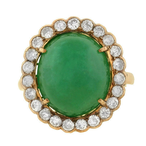 Vintage 14kt 4ctw Emerald Cabochon Diamond Cluster Ring – A. Brandt + Son