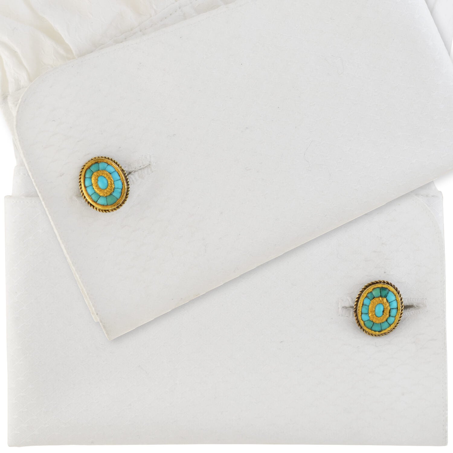 Victorian 15kt Inlaid Persian Turquoise Cufflinks