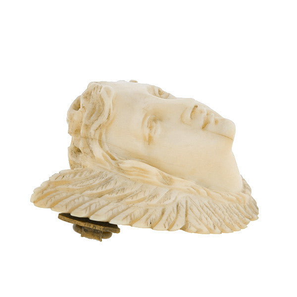 Victorian Hand Carved Ivory Angel Face & Wings Pin