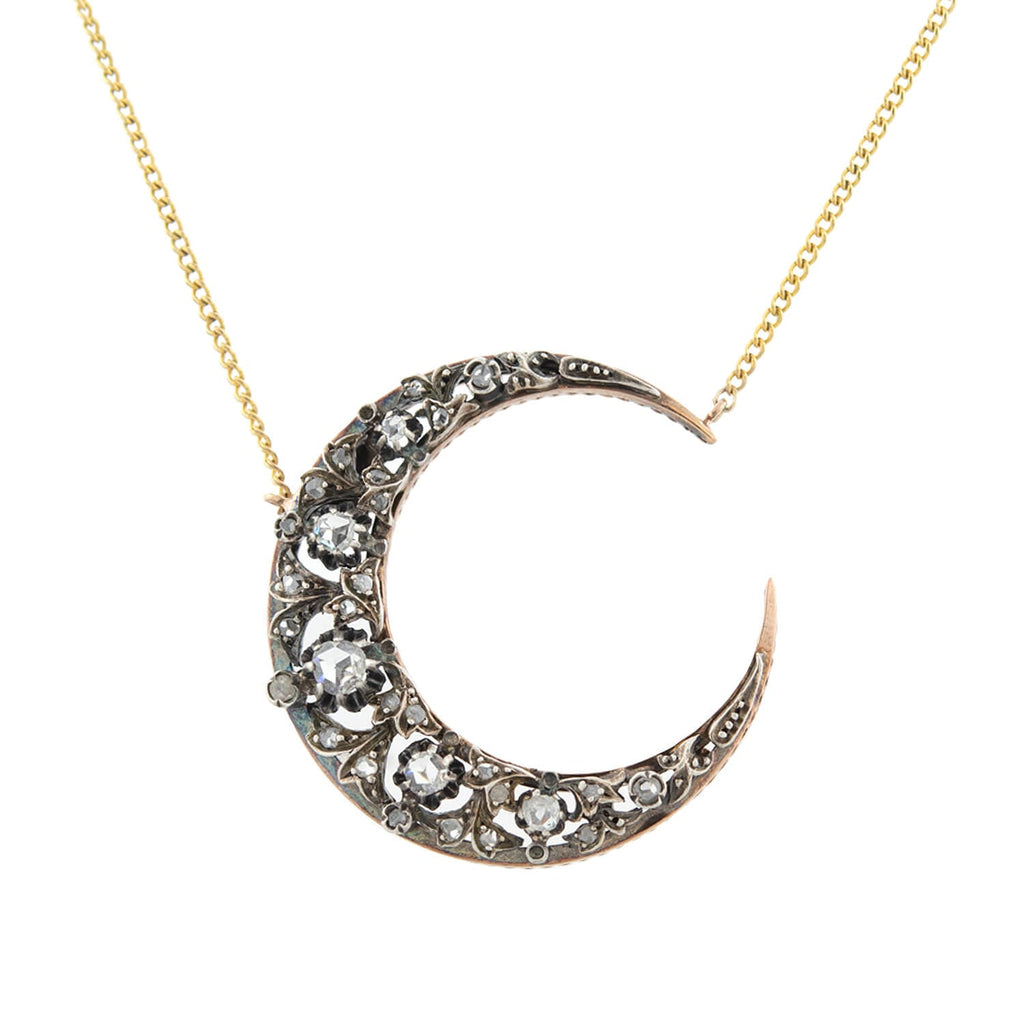 Xiv karats crescent on sale moon diamond necklace