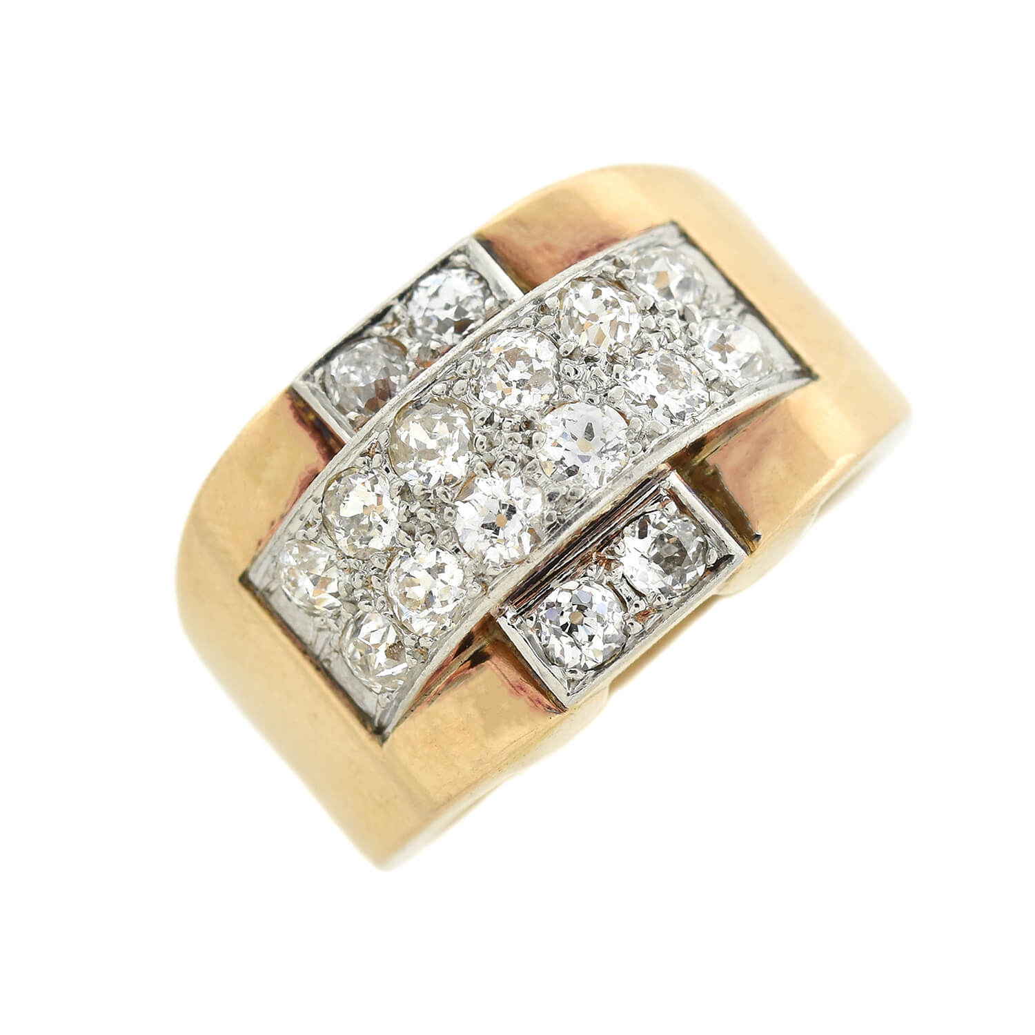 Retro 14kt/Platinum + Diamond Statement Ring