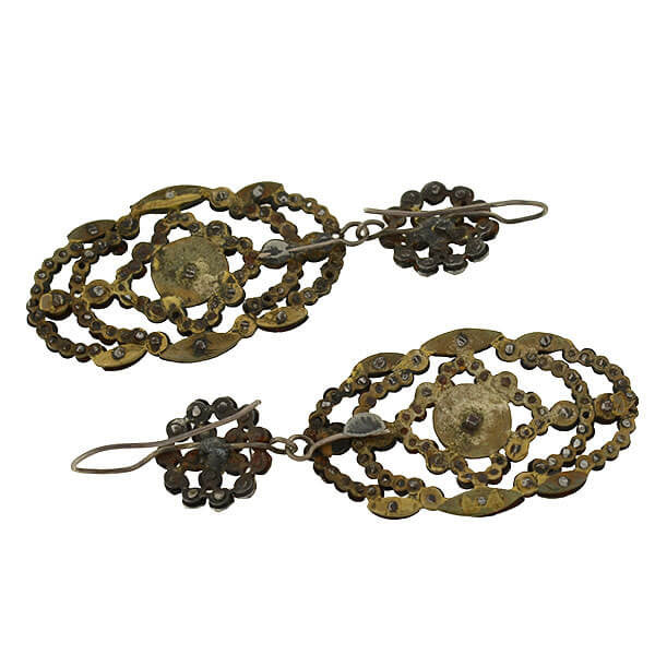 Victorian Cut Steel Large Dangling Earrings