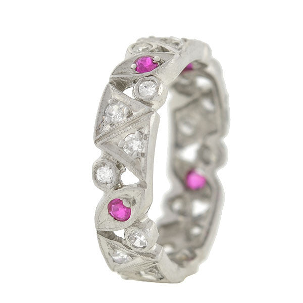 Art Deco Platinum Diamond & Ruby Cutout Band – A. Brandt + Son