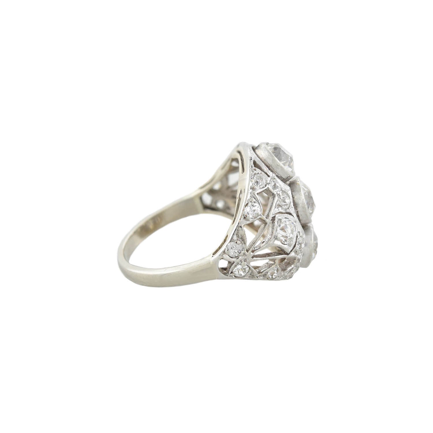 Edwardian 14kt+Platinum Diamond Dome Ring 2ctw